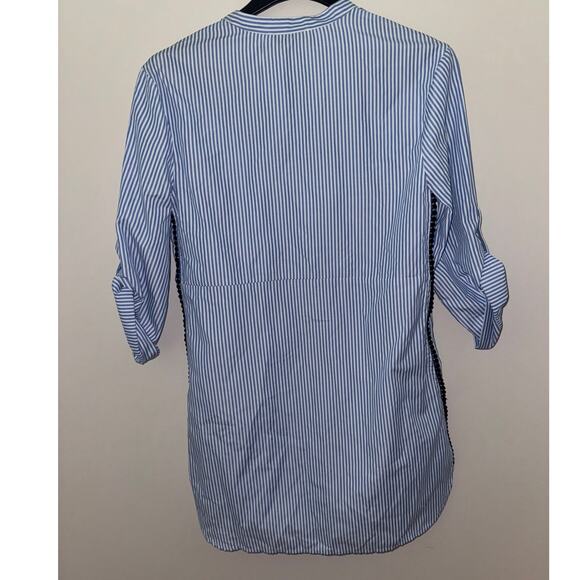 NWT Per Una 3/4 Sleeve Blue And White Striped With Rede Sequin Top UK 8 US 10 - Picture 4 of 9